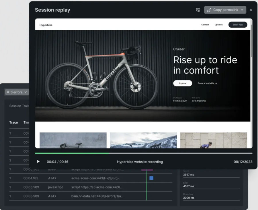 Session replay records and replays user sessions so teams can see exactly what users experienced
