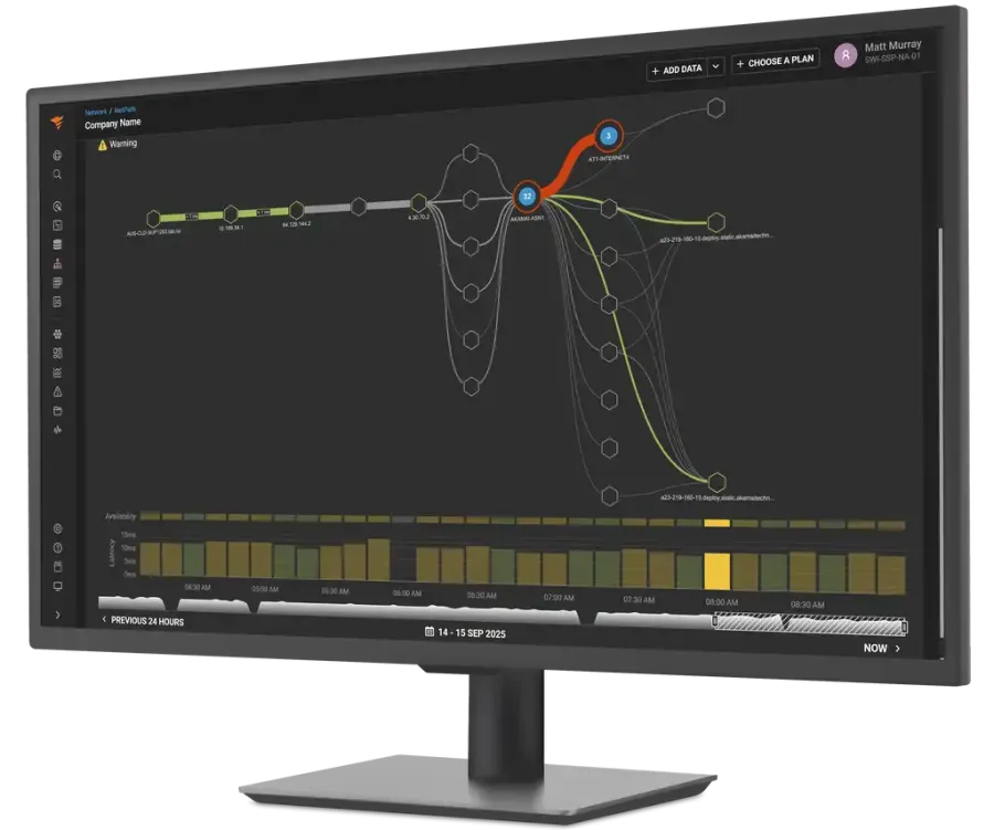 A view of SolarWind’s NetPath, showing a timeline of events that are displayed on a monitor