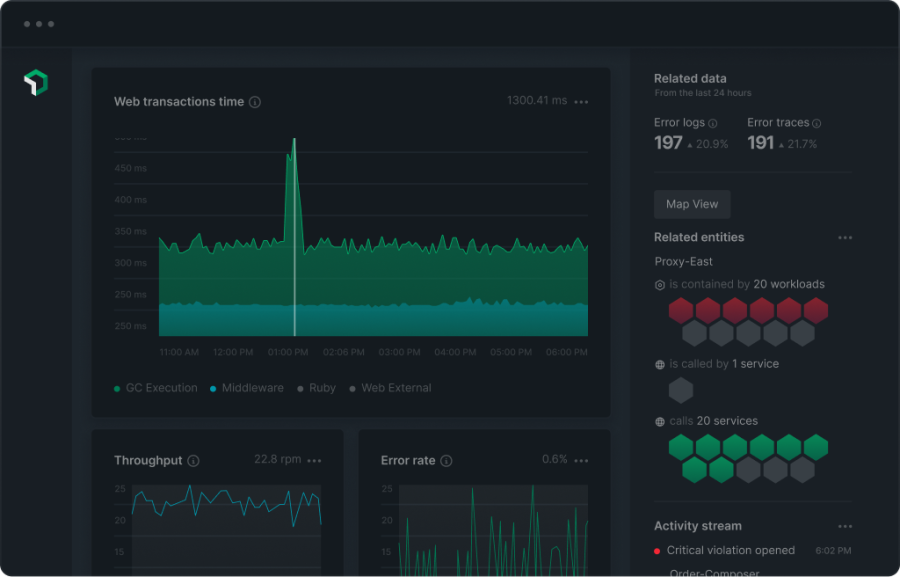 New Relic log analysis view