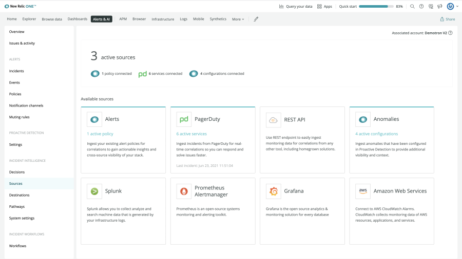 New Relic Applied Intelligence dashboard
