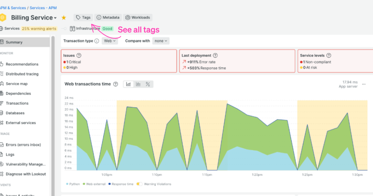 Improving observability with metadata