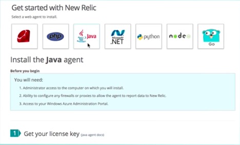 New Relic agent software installation process.