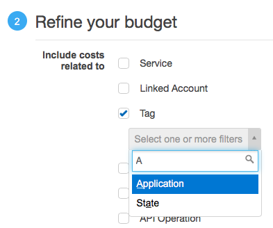 aws billing monitoring refine budget button