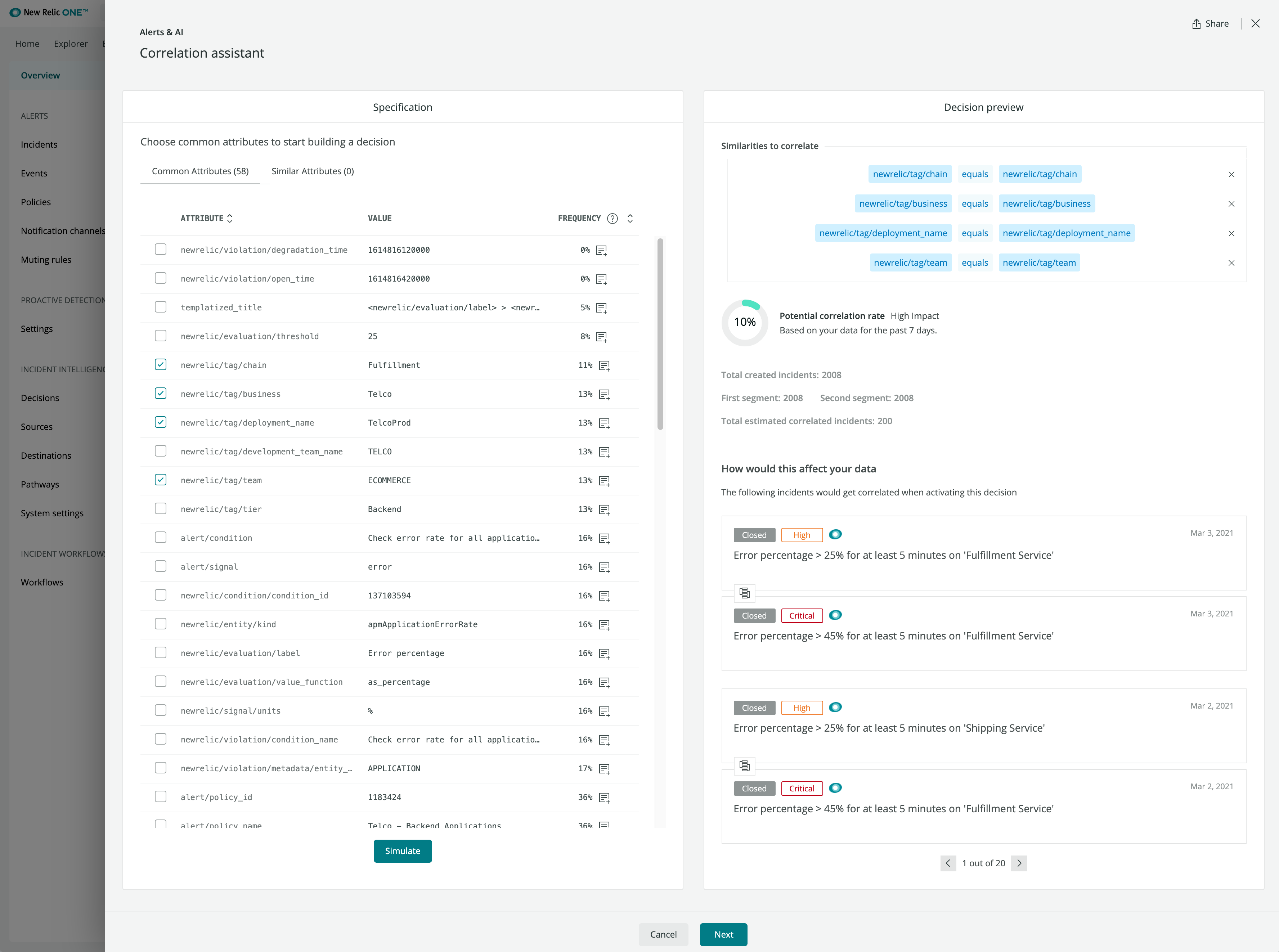 Create correlation decisions faster with Applied Intelligence correlation assistant