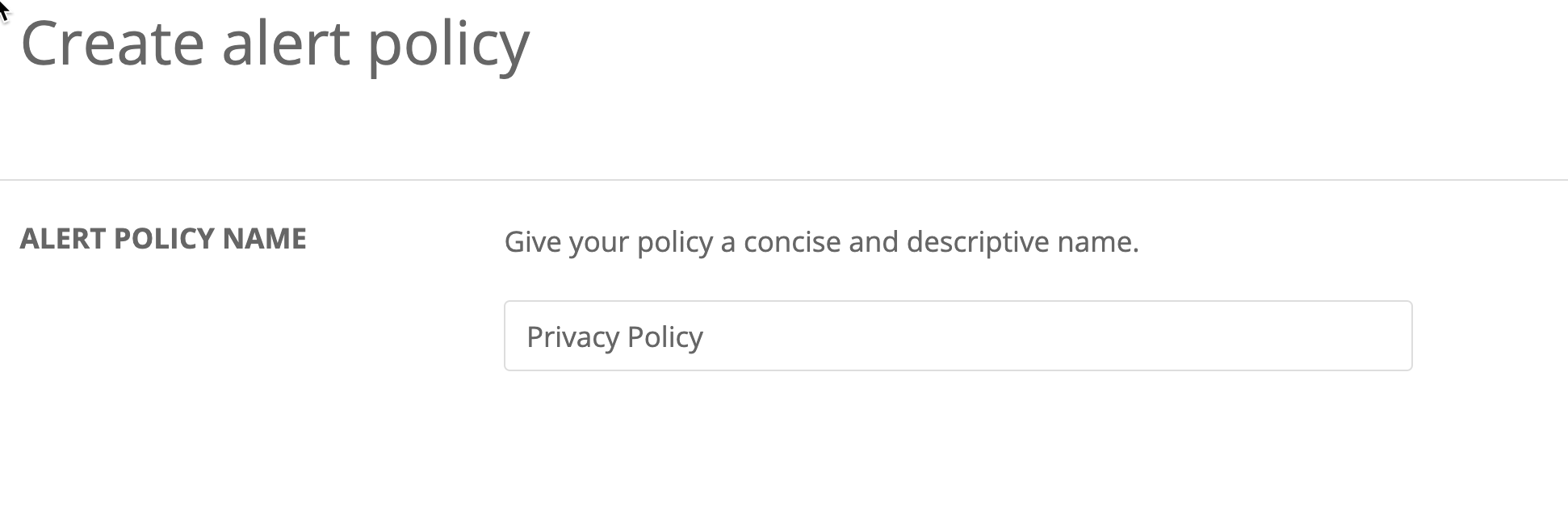 "create alert policy" example screenshot