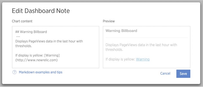 dashboard note markdown example