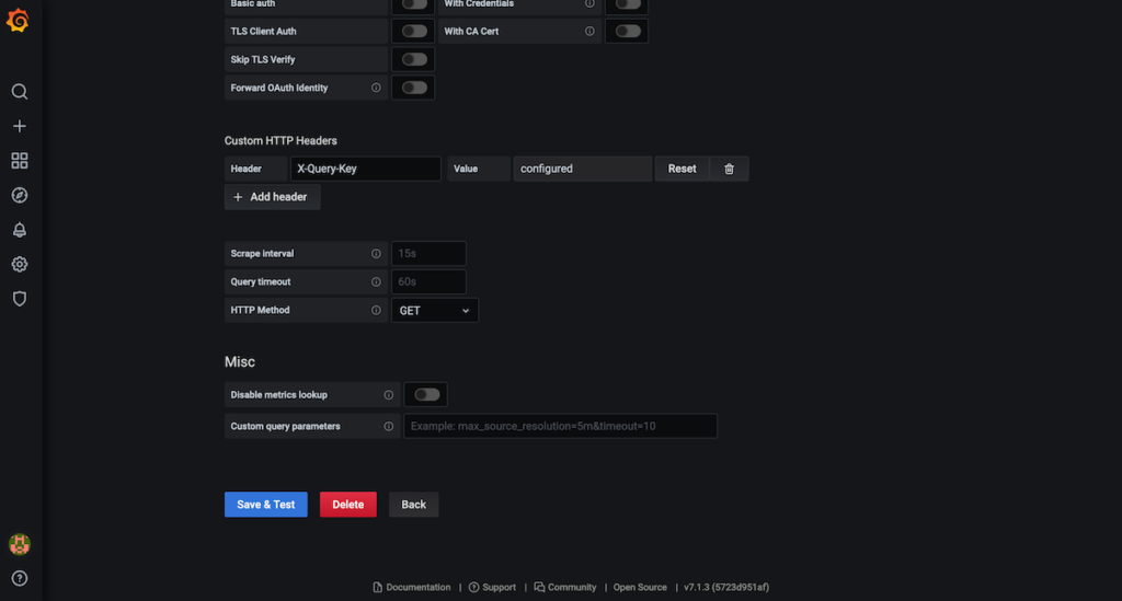 Setting up a New Relic data source in Grafana