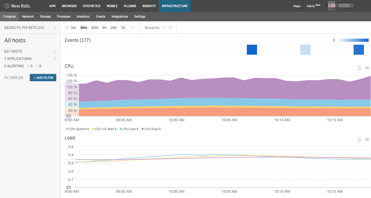new relic infrastructure compute page screenshot