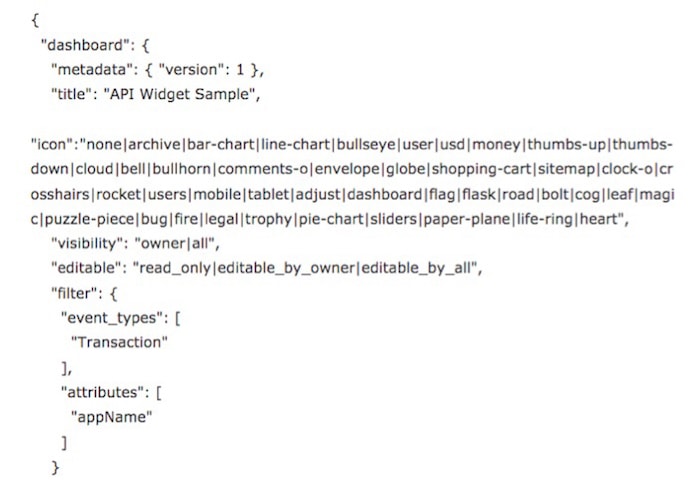 new relic insights dashboard header metadata code example