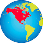 Globe with North America highlighted