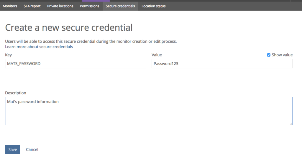 create secure credential